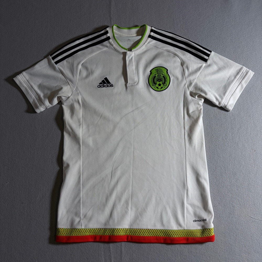 Adidas Mexico National Team Soccer Jersey White Neon Climacool Mens Small